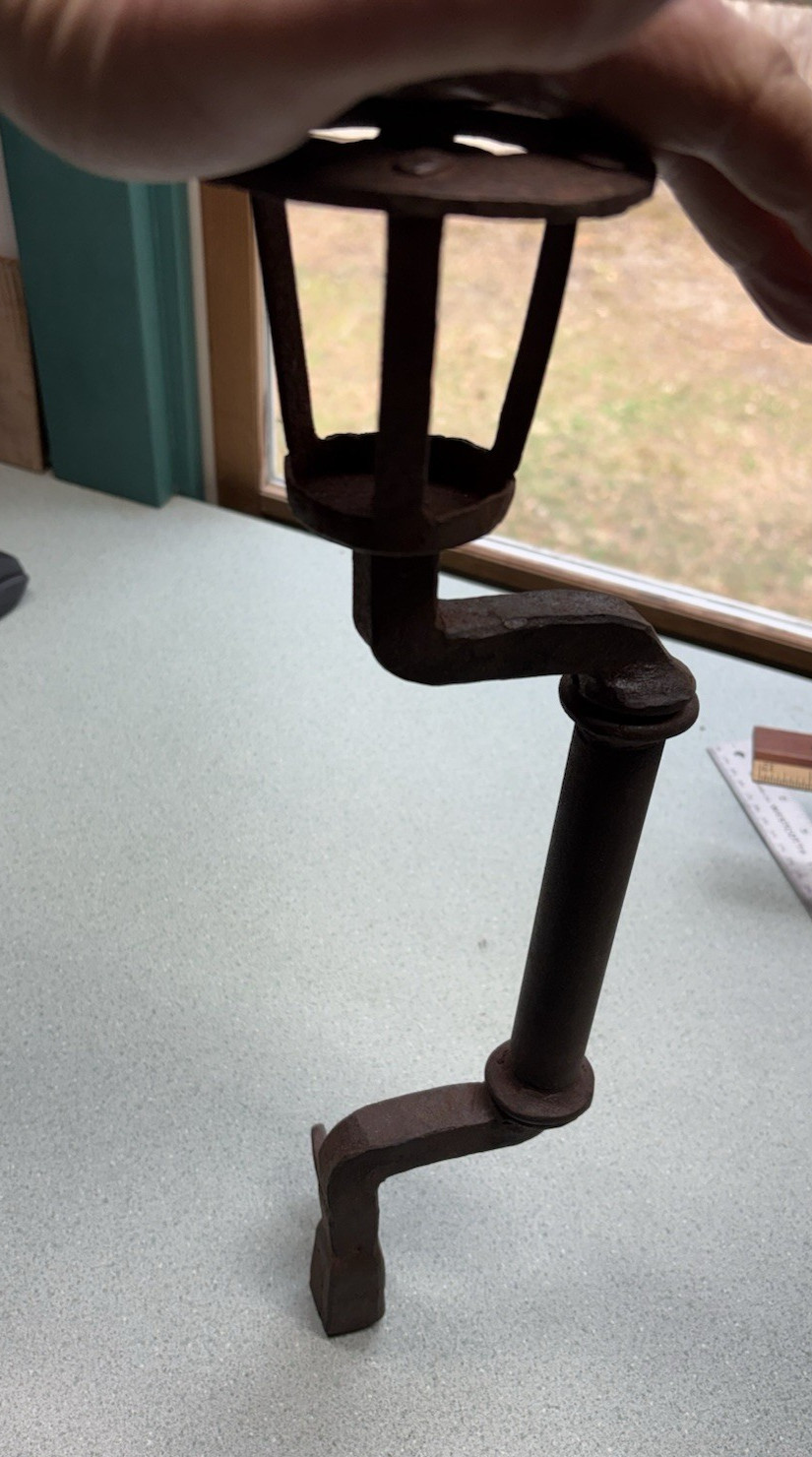 Antique Blacksmith Hand Forged Cage Head LARGE Brace Iron Tool Drill nice