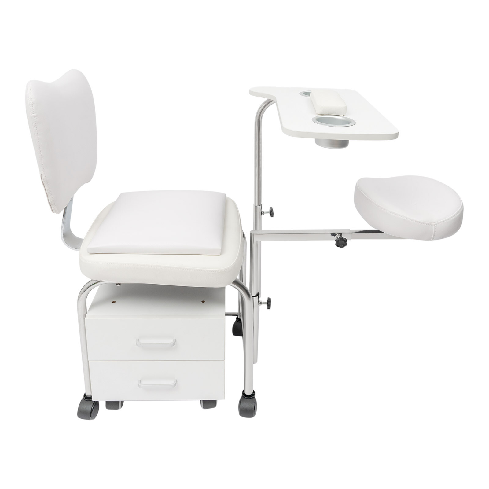 Manicure Pedicure Chair Nail Table Trolley, Adjustable Nail Desk Workstation