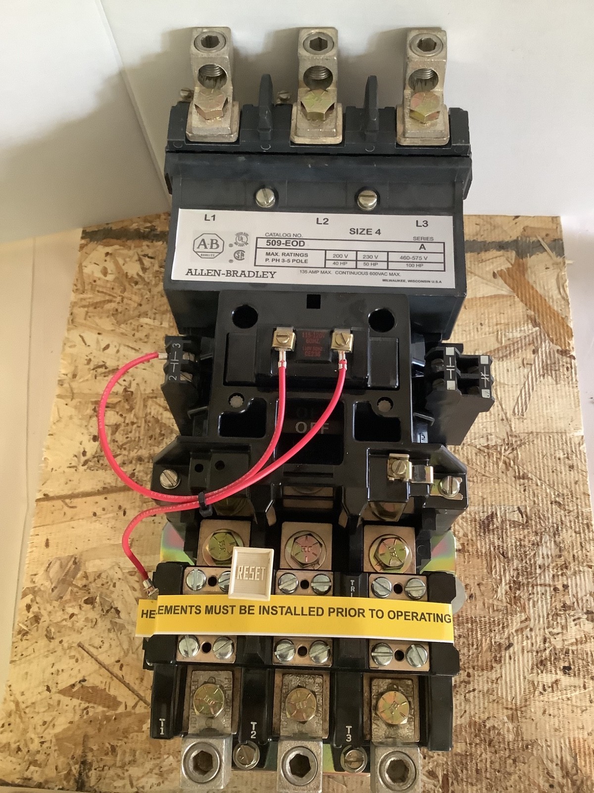 Allen-Bradley 509-EOD NEMA Size 4 Starter 120v NEW Open Box, Ships Same Day!