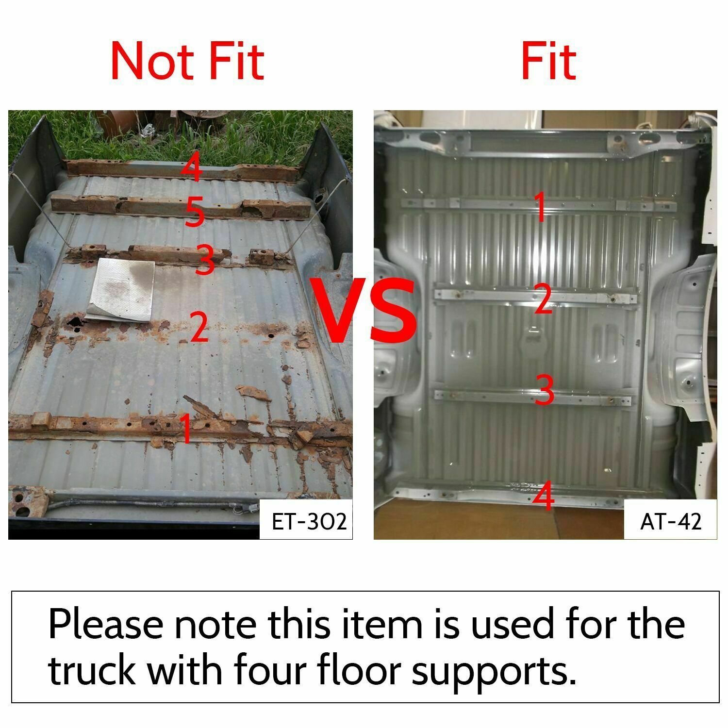 Truck Bed Floor Support Fits 99-18 Ford Super Duty F250 F350 F450