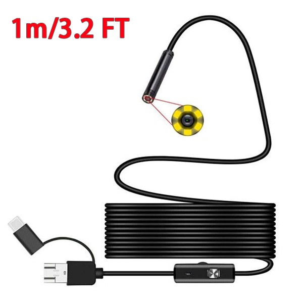6LED USB Snake Endoscope Borescope Camera for Android Phone Type C HD Inspection