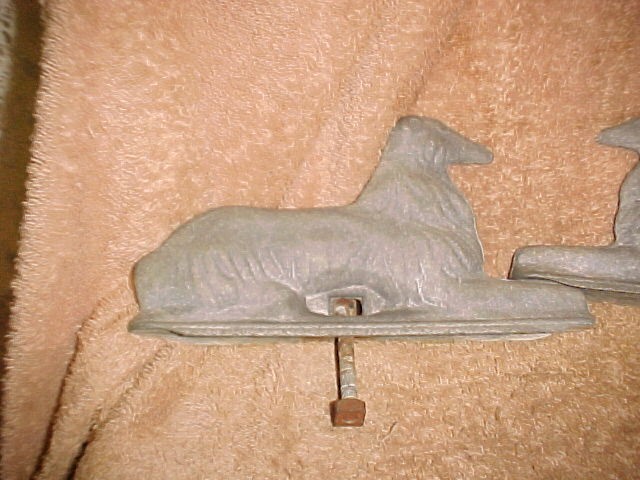 VINTAGE MATCHED SET OF 2 HURRICANE FENCE METAL GATE TOPPERS ***