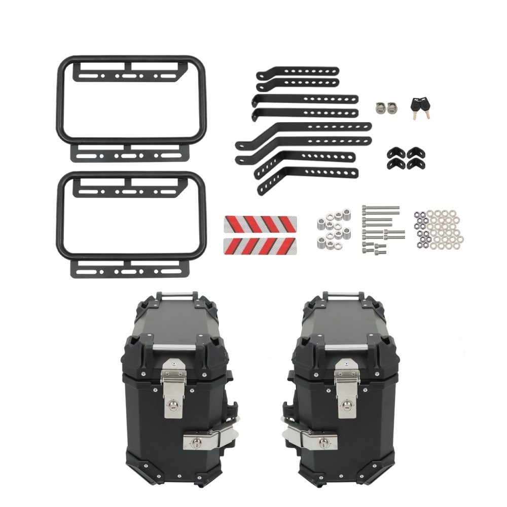 Motorcycle 36L Side Case Hard Saddlebag + 55L Top Case Tail Box Luggage New