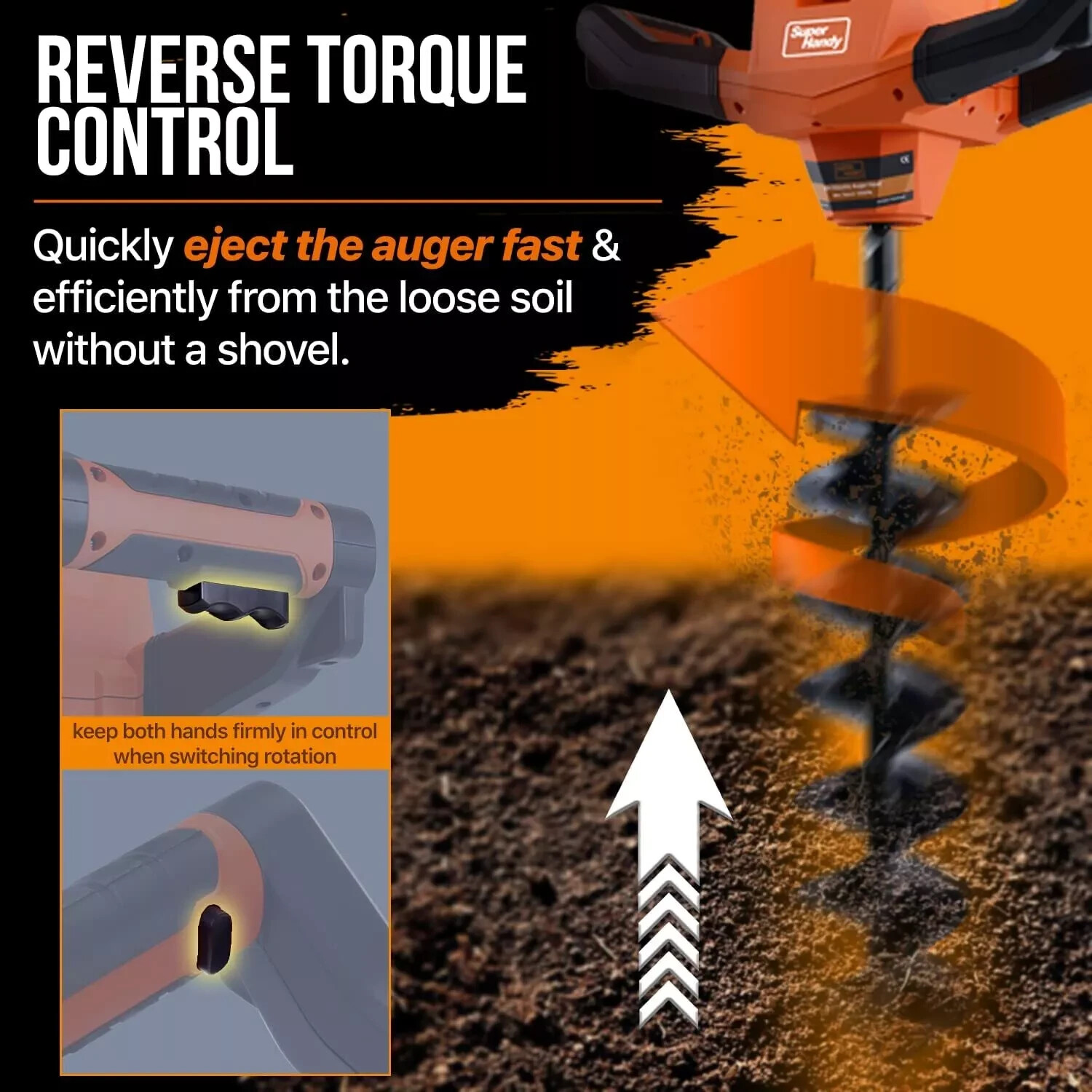 SuperHandy 6" x 30" Steel Bit Electric Powered Earth Auger Post Hole Digger