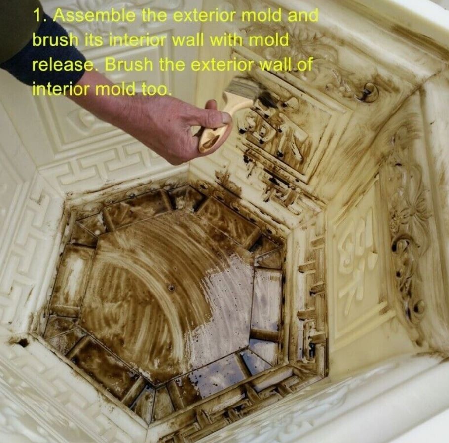 Concrete Outdoor Planter Plastic Mold Large Flower Bonsai Ornate Pot Cast Moulds