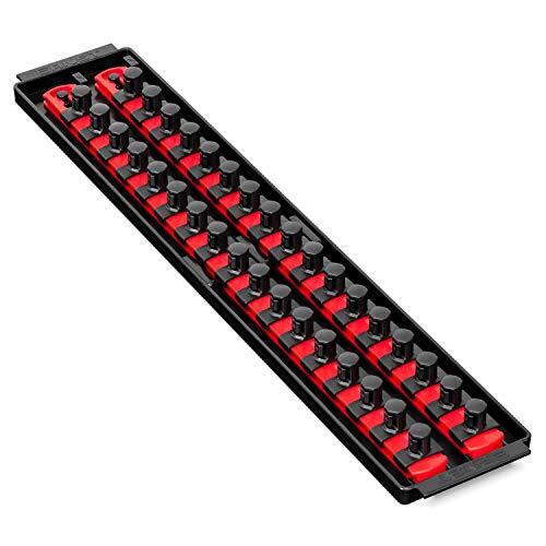 Ernst 8454 Socket Boss, 2 Rail Socket Tray, Red - 1/2" Drive