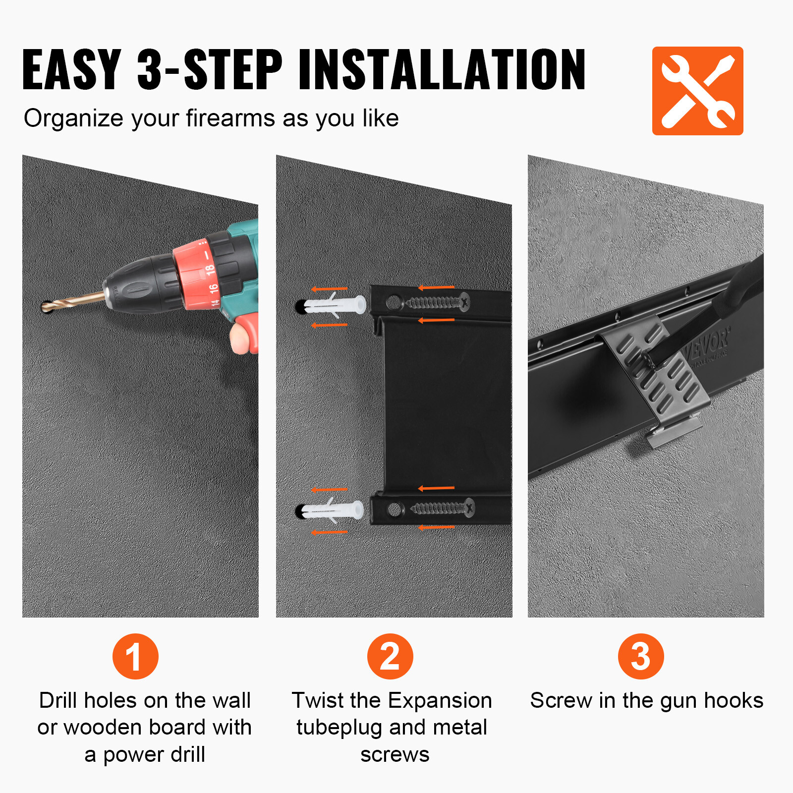 VEVOE Gun Rack 6-Slot Indoor Metal Gun Rack Wall Mount Vertical Rifle Rack