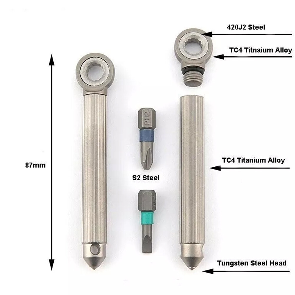 Titanium S2 steel Multi Tools Card Screwdriver Pocket Outdoor Keychain EDC USA