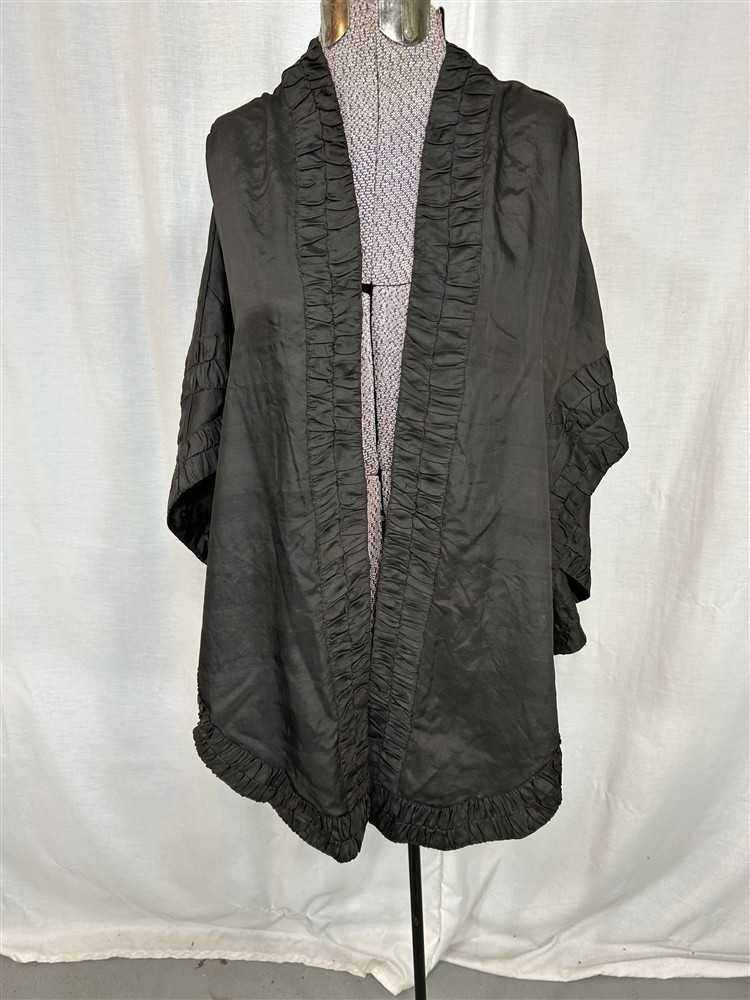 antique shawl cape bombazine black one size handmade  Civil War Era real 1850