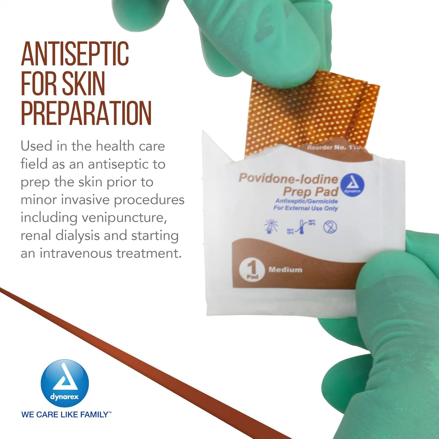 Povidone Iodine Prep Pads, Medium Sized Packaged in Individual Foil Packs, Brown