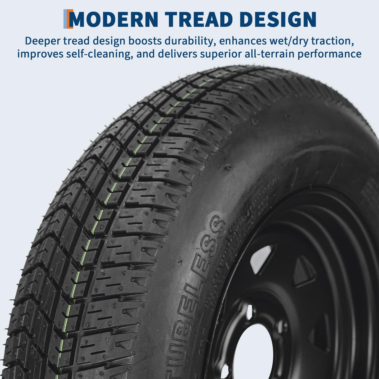 2 Pack ST175/80D13 Trailer Tires with 13" Rims 175/80 D 13 5 Lug on 4.5 Black