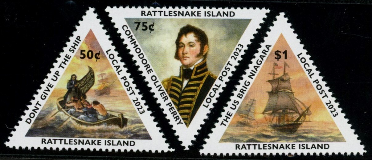 Rattlesnake Island Local Post Stamps NEW 2023 Battle of Lake Erie Perf & Imperf 
