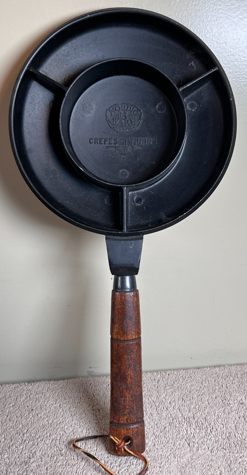 Vintage Nordic Ware Crepes N Things Pan Cast Aluminum 1950's Black Wood Handle