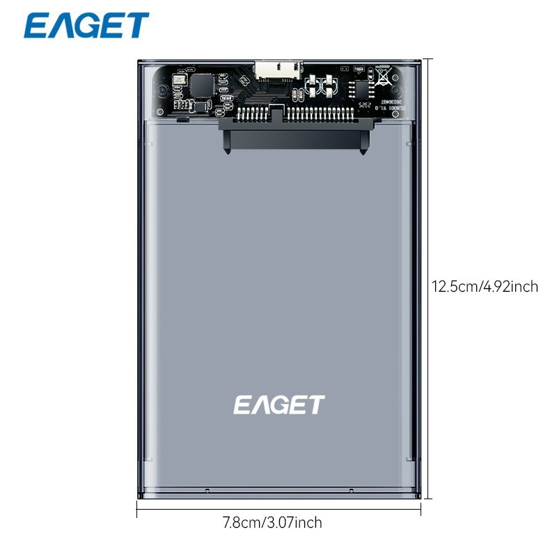 EAGET 2.5" External Hard Drive Enclosure USB 3.0 5Gbps SATA SSD Case UASP TRIM