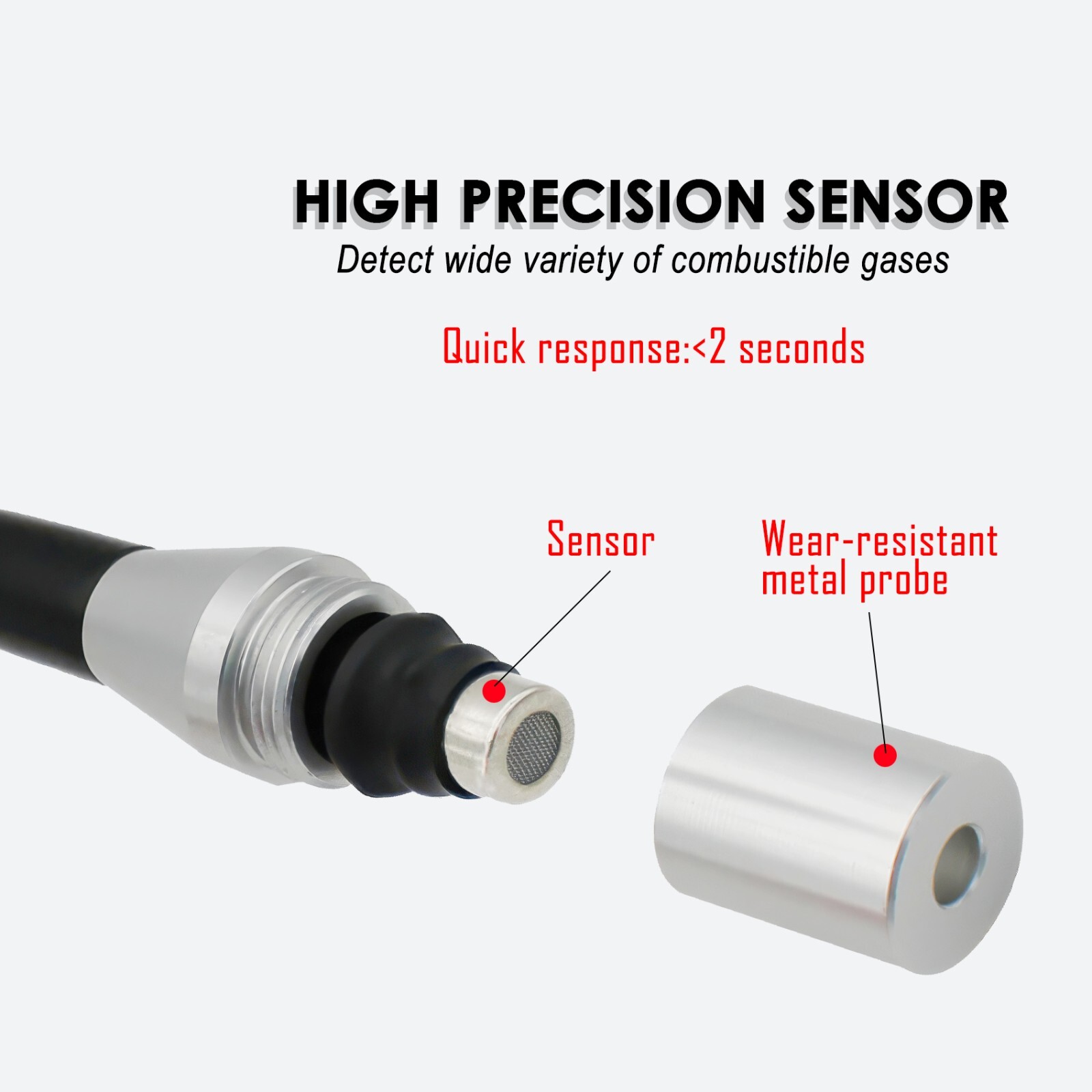 Natural Gas Detector, Combustible Gas Leak Detector with 11-Inch Probe