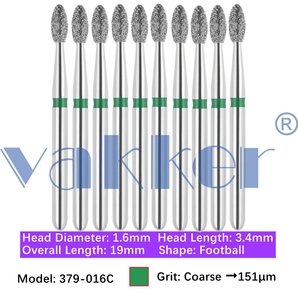Vakker 10pc Dental Diamond Burs Friction Grip Super Coarse, Coarse Handpiece Bur