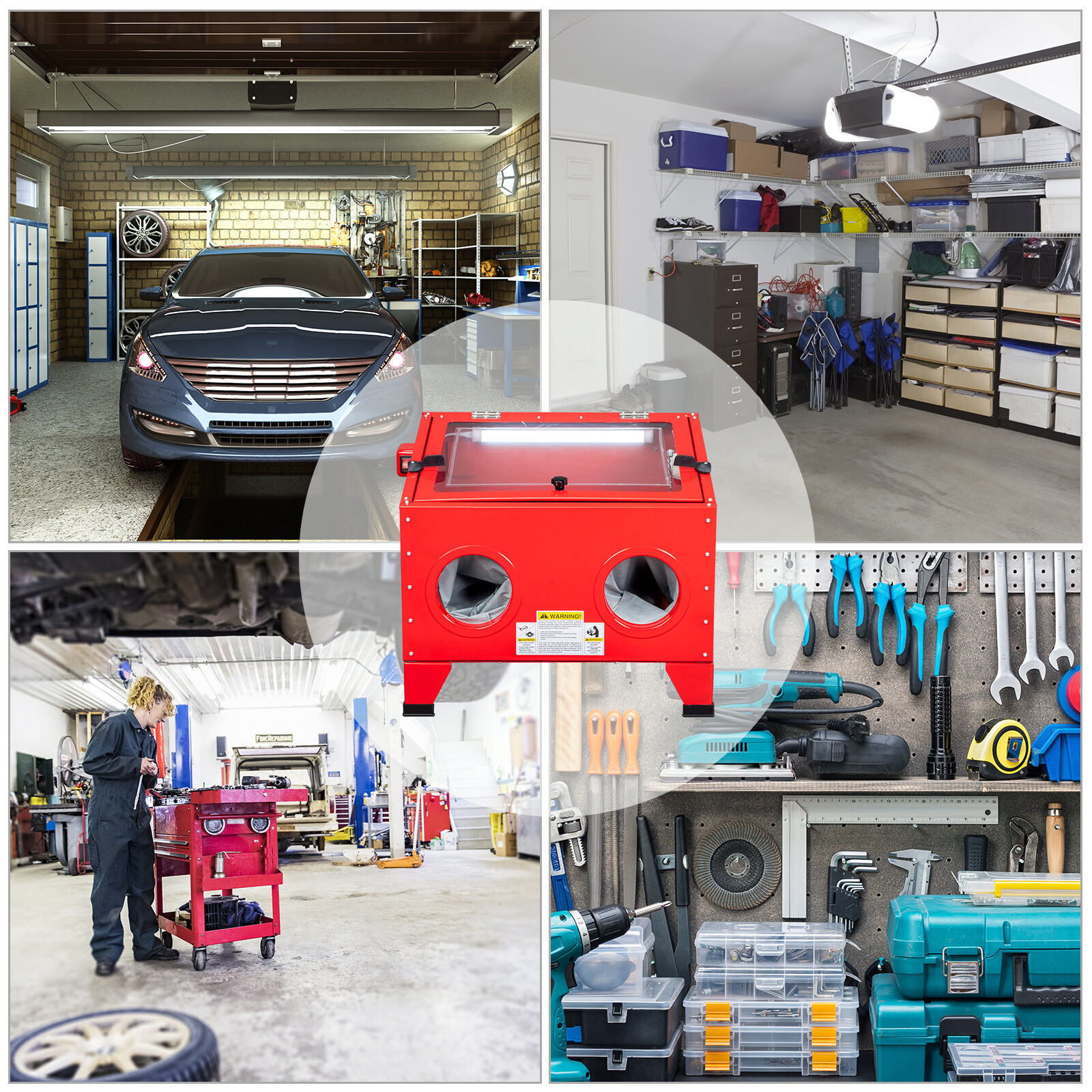 25 Gallons Bench Sandblast Cabinet Air Sand Blaster w/Gun Steel 40-80PSI