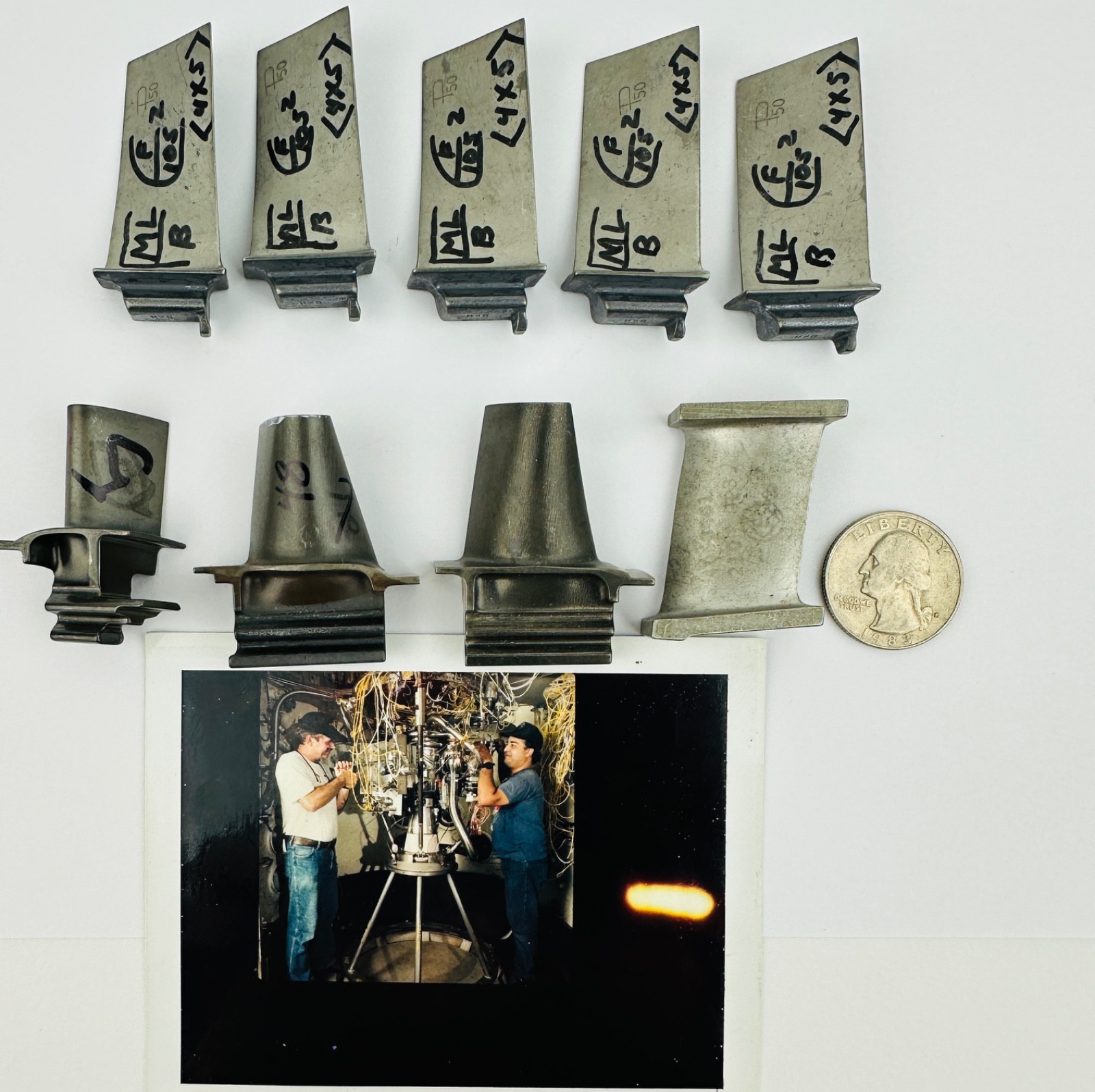 RL-10 Rocket Engine Turbine Blade Collection (Estate) + Original Polaroid