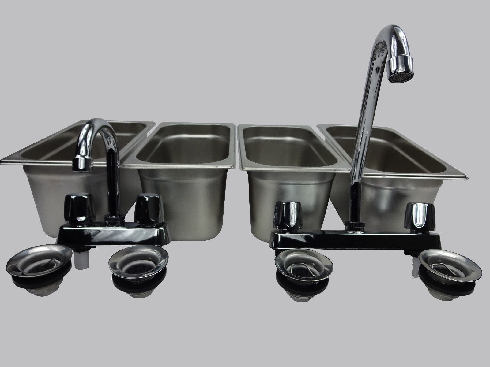 4 Compartment Concession Sink Portable Food Truck Trailer Hand Washing w/Faucets