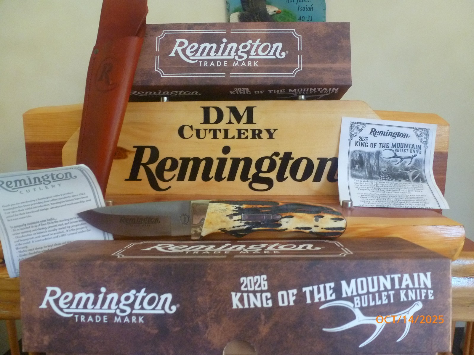 Remington 2026 Bullet Knife King of the Mountain Stag Bone Fixed Blade w/Sheath