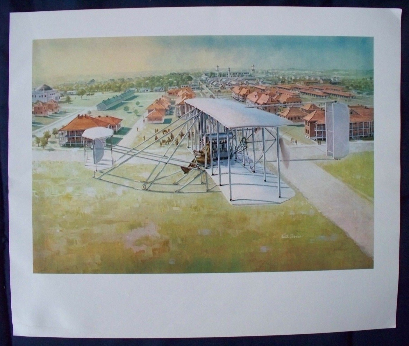 Wright Bothers type A Biplane art print 9 X 11