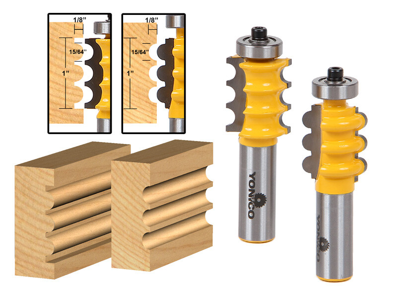 Triple Bead & Flute Furniture Molding Router Bit Set - 1/2" Shank - Yonico 16261