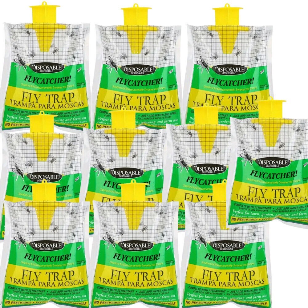 10 pack Outdoor Fly Traps - Disposable, Hanging Outdoor