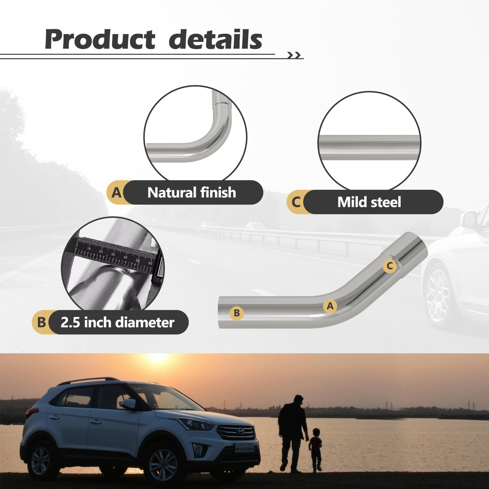 16PCS 2.5"OD DIY OD Custom Exhaust Tubing Mandrel Bend Pipe Straight U-Bend Kit