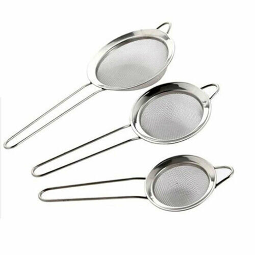 3PCS Kitchen Fine Mesh Strainer Stainless Steel Liquid Colander Sieve Strainer