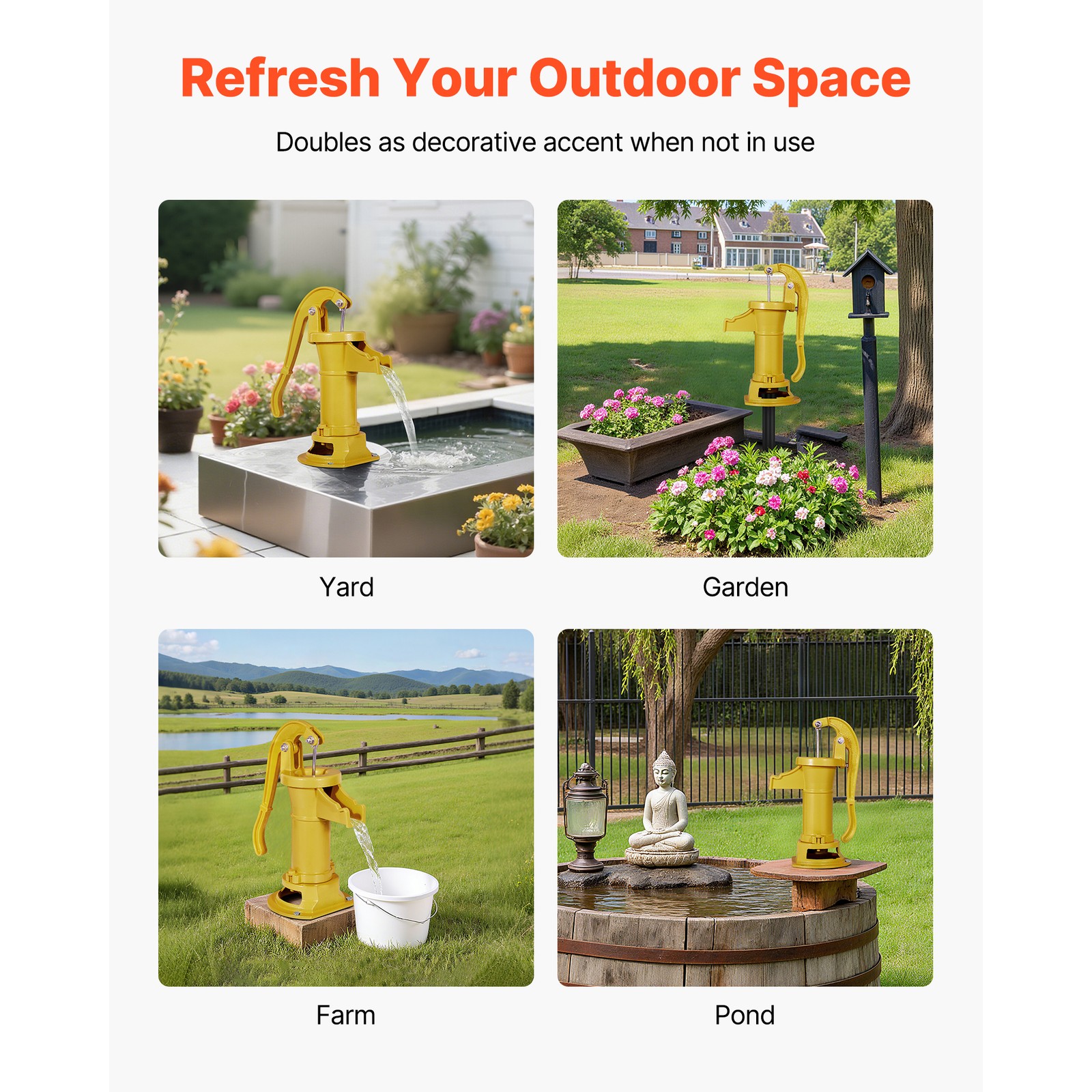 Uimoso Antique Cast Iron Manual Water Pump 25ft Hand Pitcher