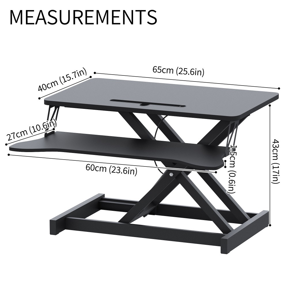 Standing Desk Converter Height Adjustable Sit to Stand Up Riser Dual Monitor