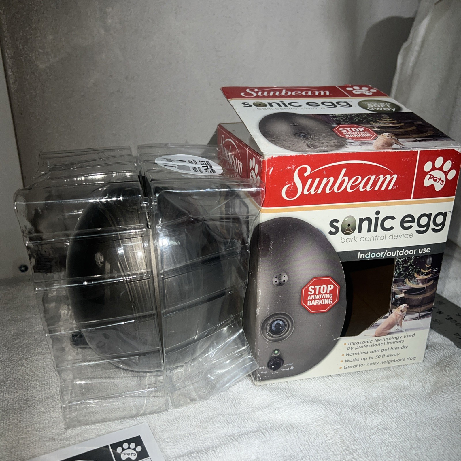 Sunbeam Sonic Egg Ultrasonic Dog Barking Control Deterrent Device, WORKS!