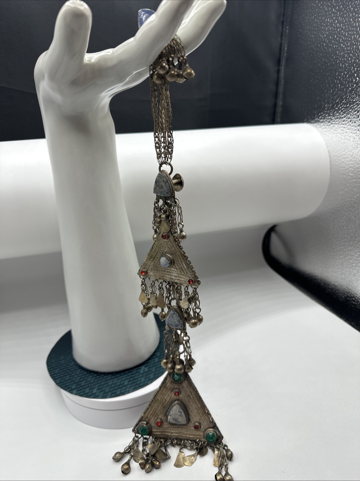 Vtg Tribal Kuchi MultiStones and Alpaca Hair Piece. Sonorous rattling.See pics.