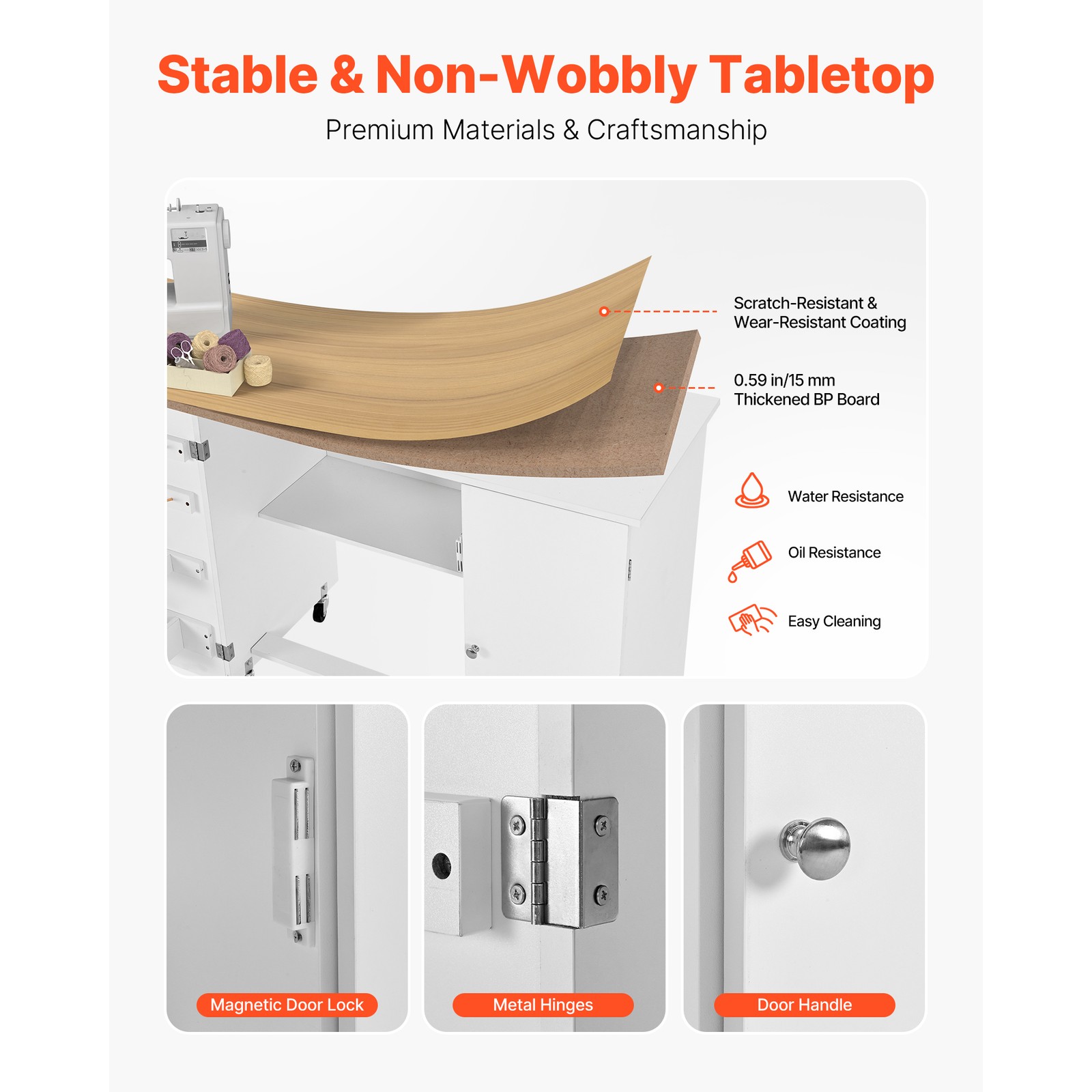 Uimoso Folding Sewing Table with Multipurpose Design andBuilt-In ChargingStation