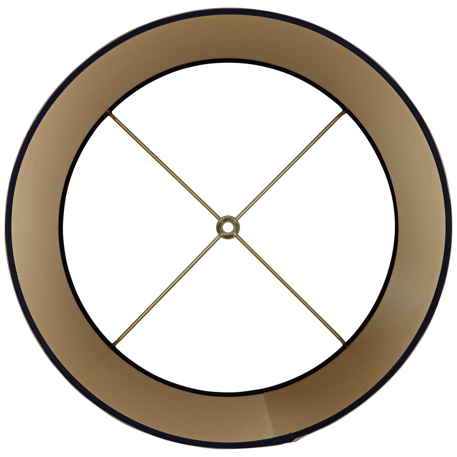 Navy Blue Medium Drum Shade with Navy and Gold Trim 14" Top x 16" Bottom x 11"H