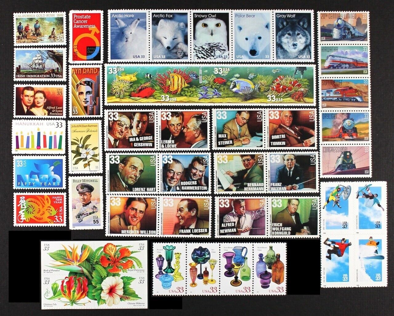 1999 U.S. Commemorative Year Set 107 stamps including Sheets Mint NH see scans