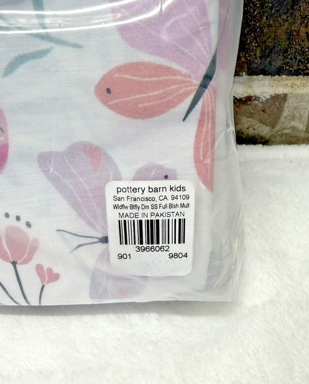 Pottery Barn Kids Wildflower Butterfly Organic Sheet Set Full Size 4 pc Set NWT