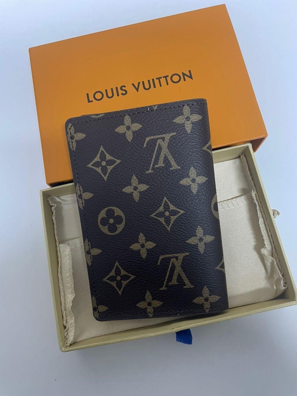 LV Louis Vuitton Pocket Organizer Monogram Eclipse Brown