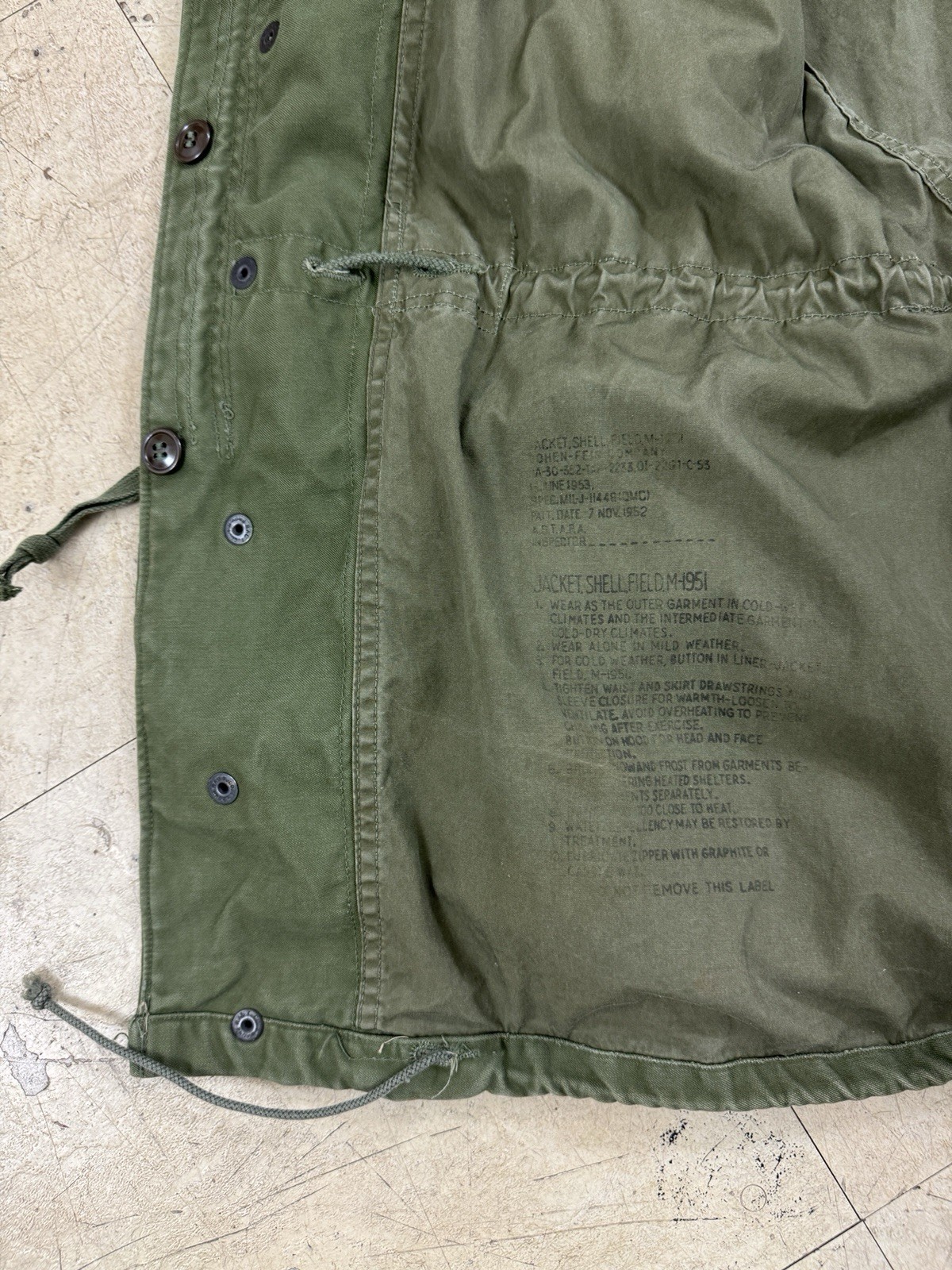 US Army M51 Field Jacket Large Regular 50s Vtg M-1951 OG107 1953