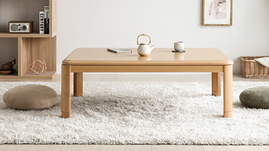 Japanese Kotatsu Table 80×120cm with 100V Heater Fluffy Futon 205×245cm New