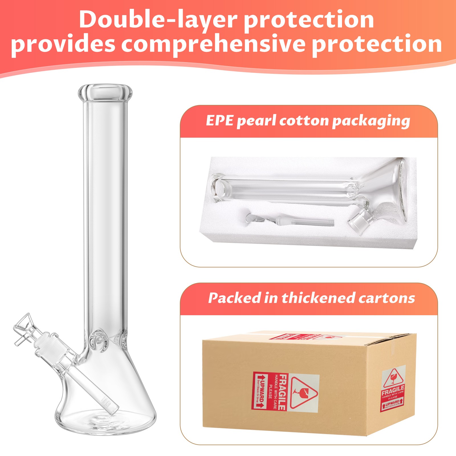 16" Heavy 9mm Thick Glass Bong Heavy Bong Water Pipe 14mm Bowl Beaker & Screen