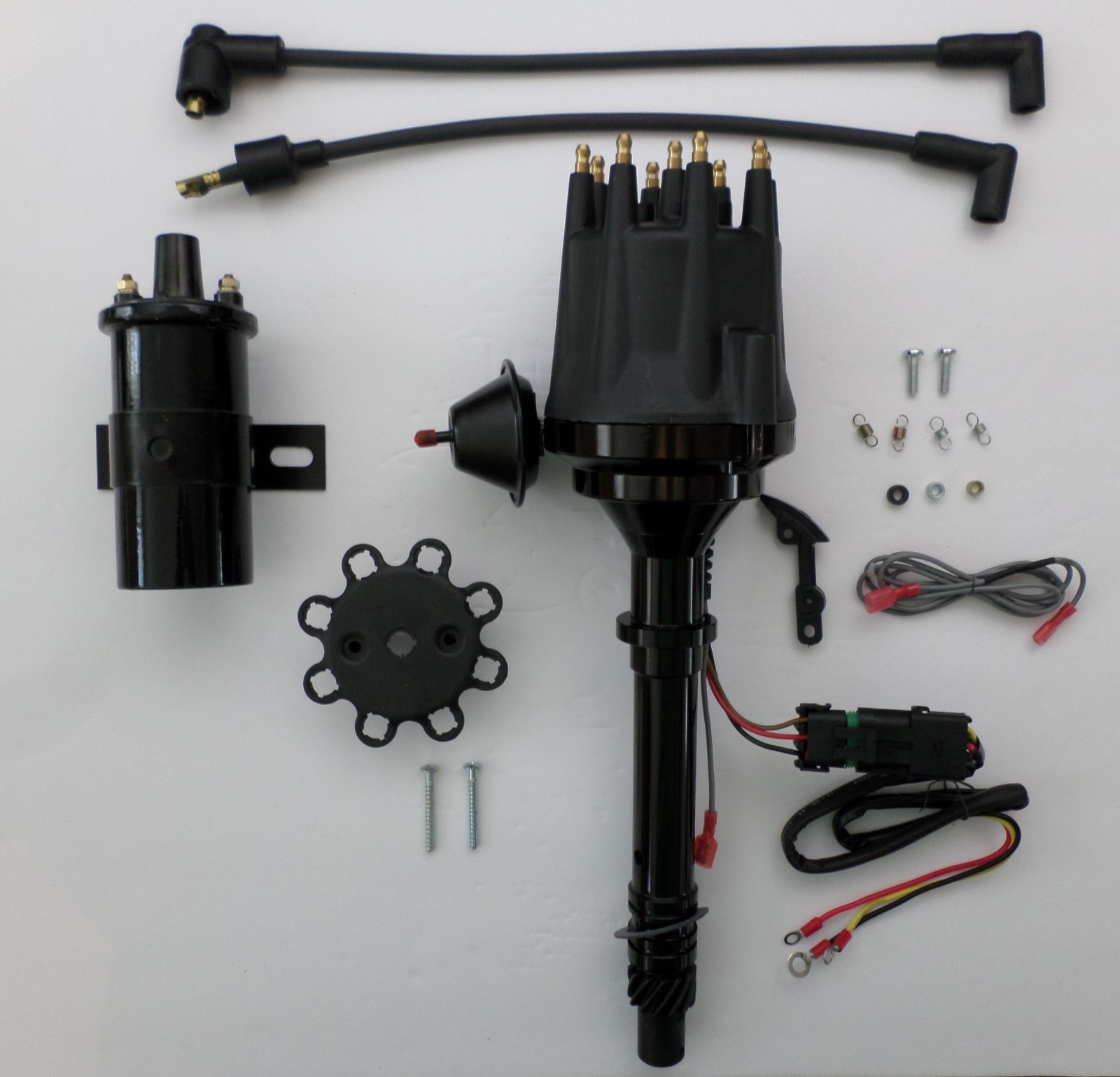 CHEVY Pro Series V8 ALL BLACK  Ready-to-Run Small Cap HEI distributor + 45K Coil
