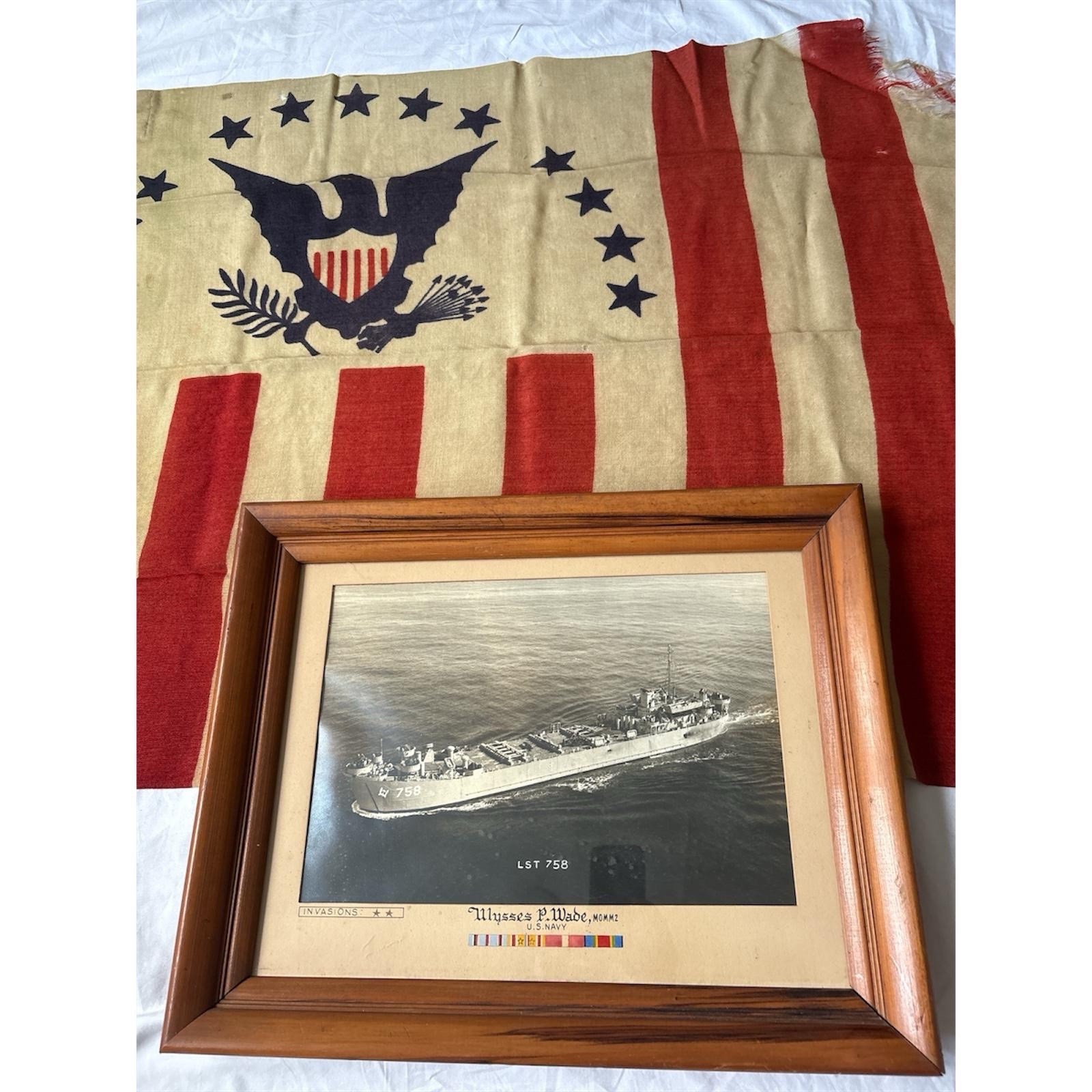 Authentic WWII American USA Coast Guard Wool Ensign with Provenance -World War