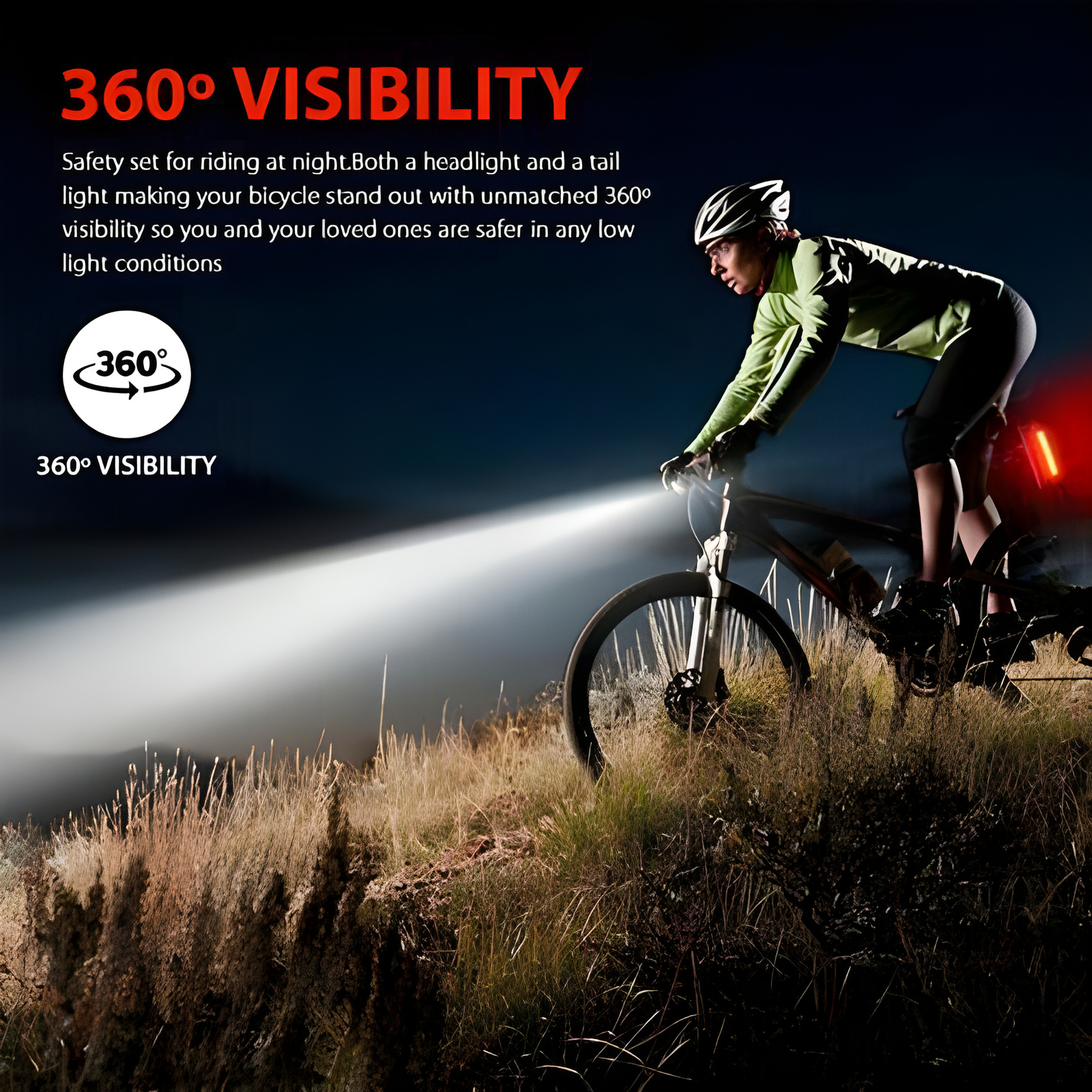 2 Sets USB Rechargeable LED Bicycle Headlight Bike Front Rear Lamp Cycling