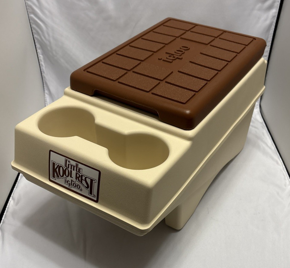 Vintage Little Kool Rest IGLOO Car Console Cooler Brown Tan Ice Chest 1983 NOS