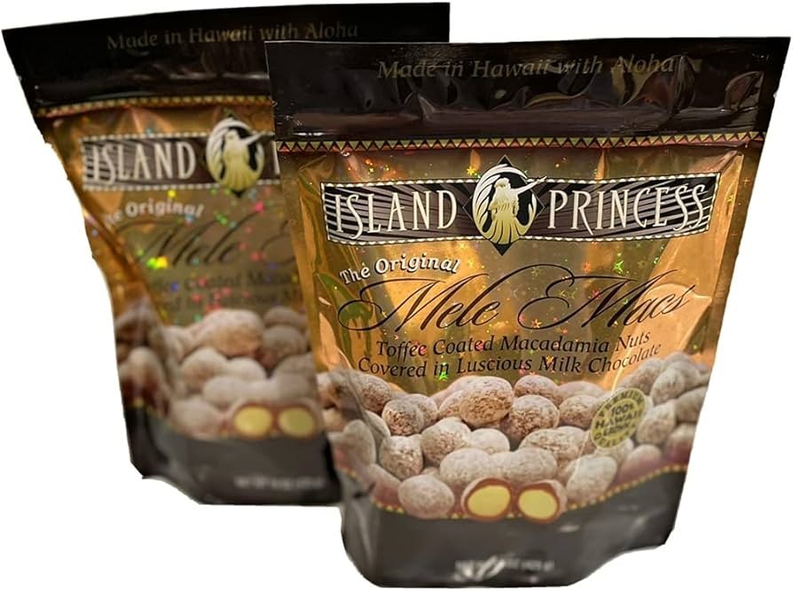 2 Packs of Island Princess Mele Macs Toffee Coated Macadamia Nuts 15 OZ EACH