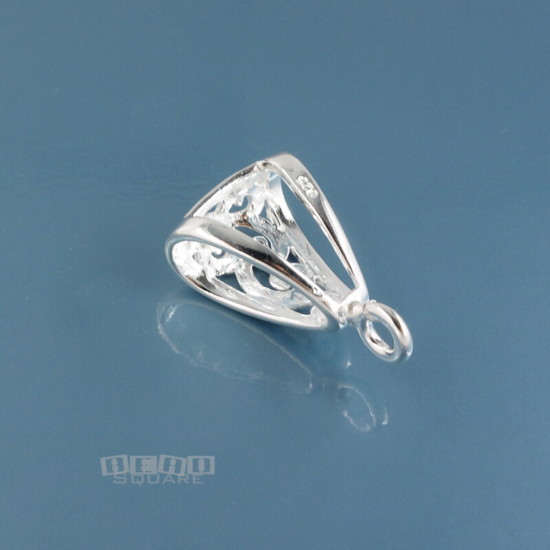 Sterling Silver Openwork Scroll Pendant Bail Connector w/Open Loop 18.5mm #44339