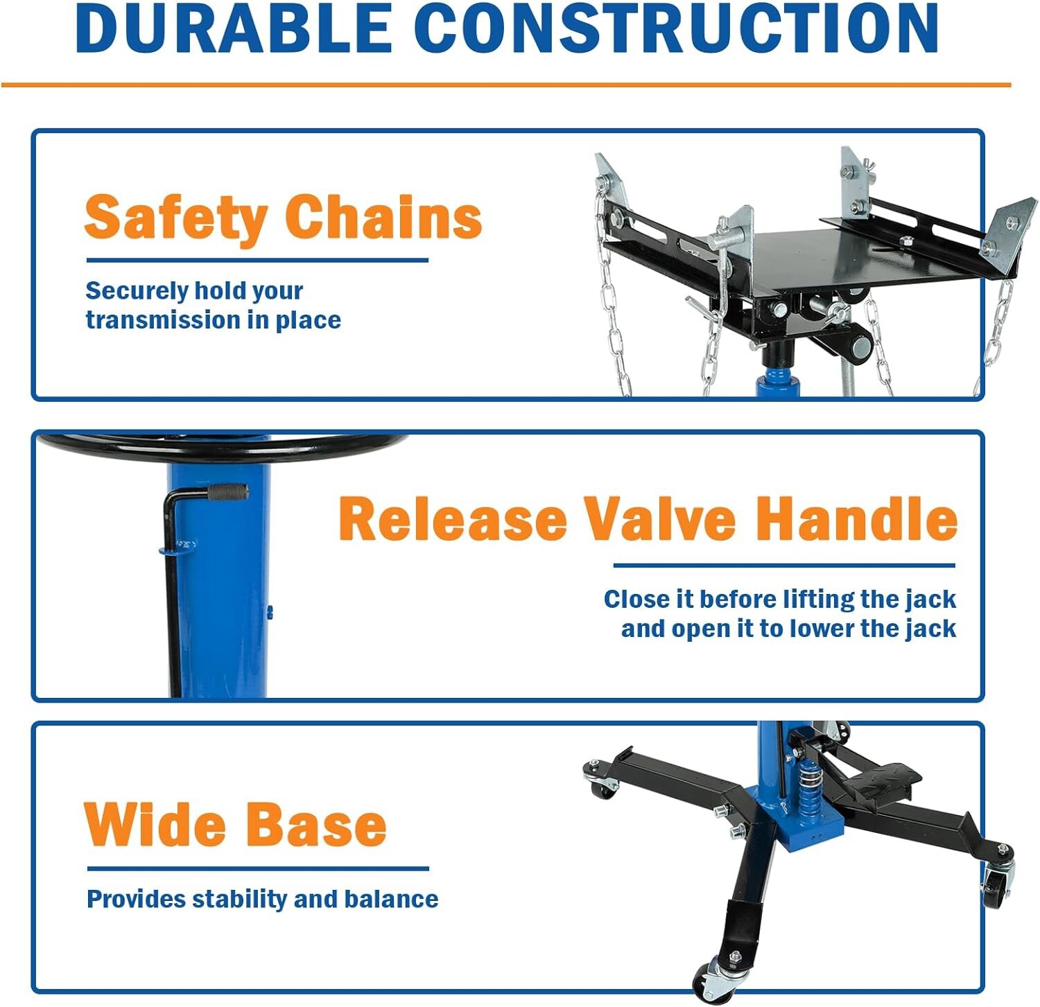1660 lbs Transmission Jack 2 Stage Hydraulic 35"-72" Adjustable Height w/ 360°