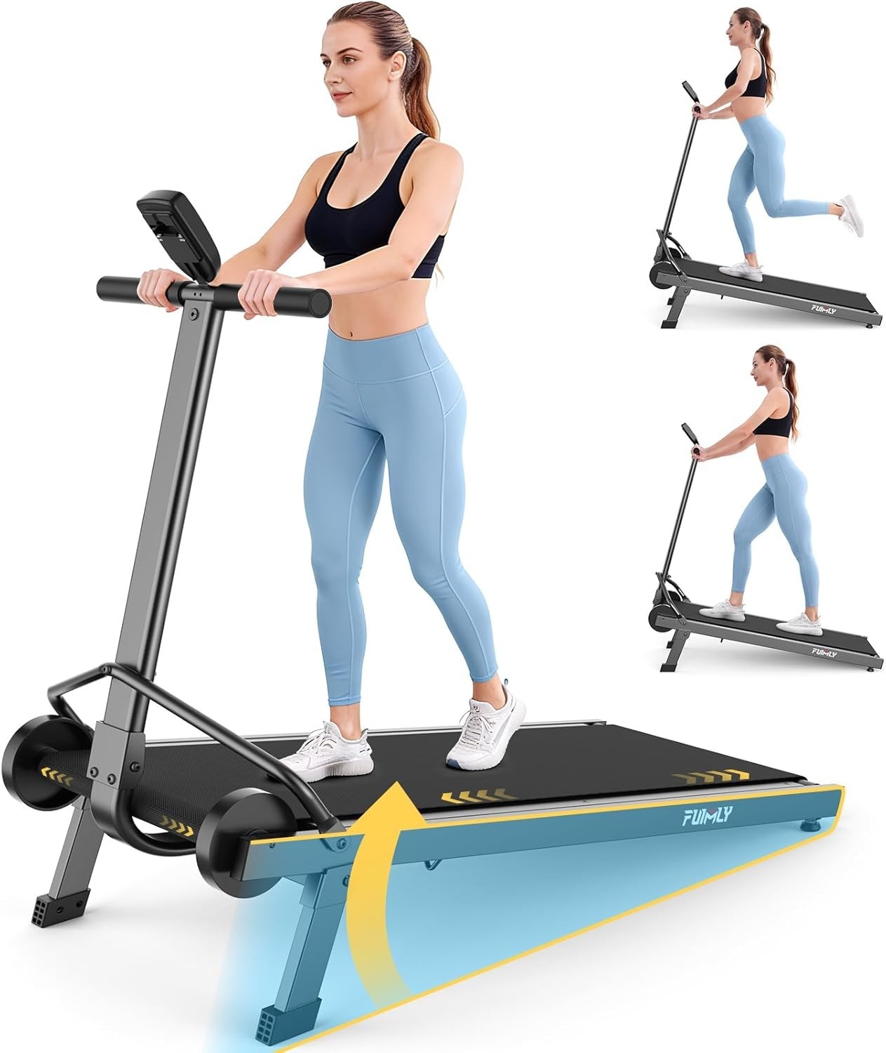 Manual Walking Pad Treadmill with Incline 20%, Foldable Treadmill w/Handle Bar~~