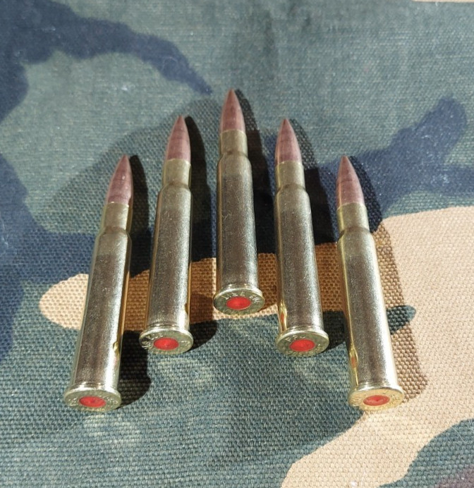 303 BRITISH SNAP CAPS SET OF 5 "SAFETY RED" BRASS AND FMJ